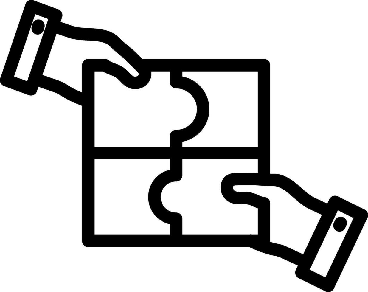 Hand halten Puzzle Symbol im schwarz Linie Kunst. vektor