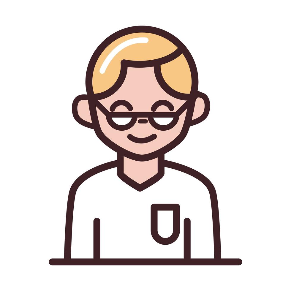 avatar manlig man porträtt tecknad karaktär linje och fyll stil ikon vektor