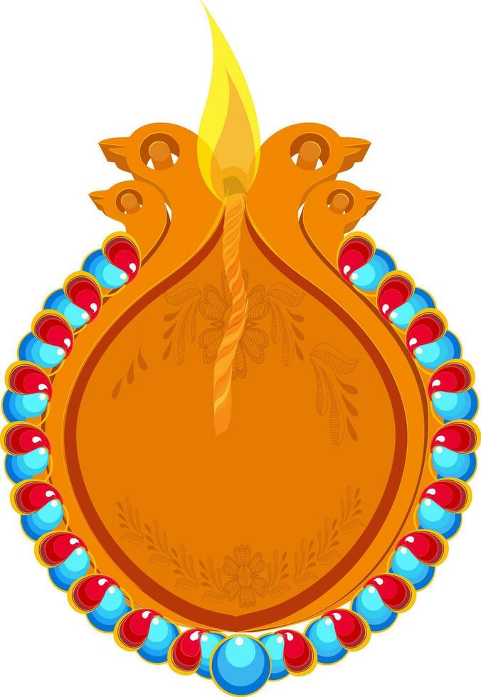 Illustration von schön beleuchtet Öl Lampe Diya. vektor