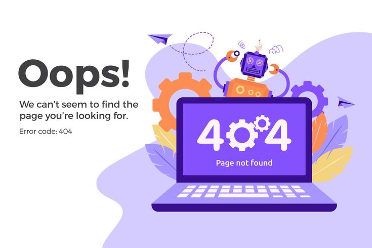 Fel 404 otillgänglig webbsida. Filen hittades inte vektor