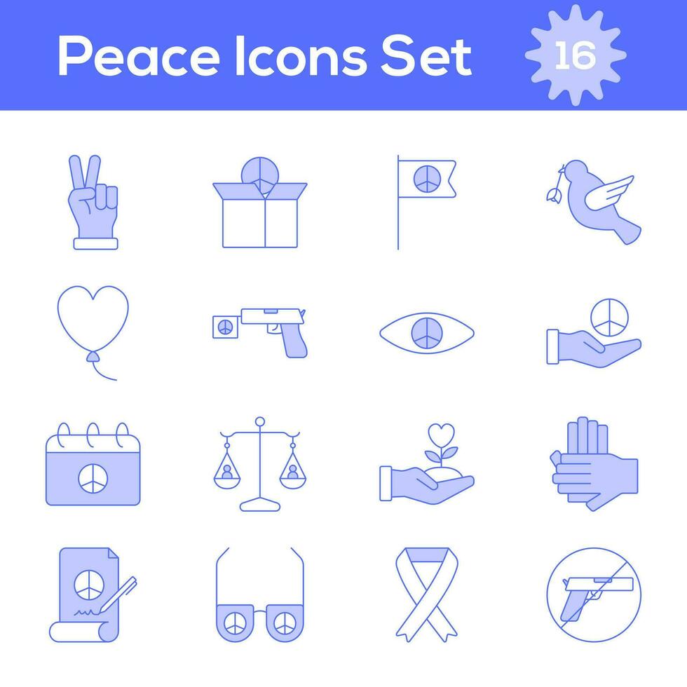 blå och vit Färg uppsättning av fred ikon i platt stil. vektor