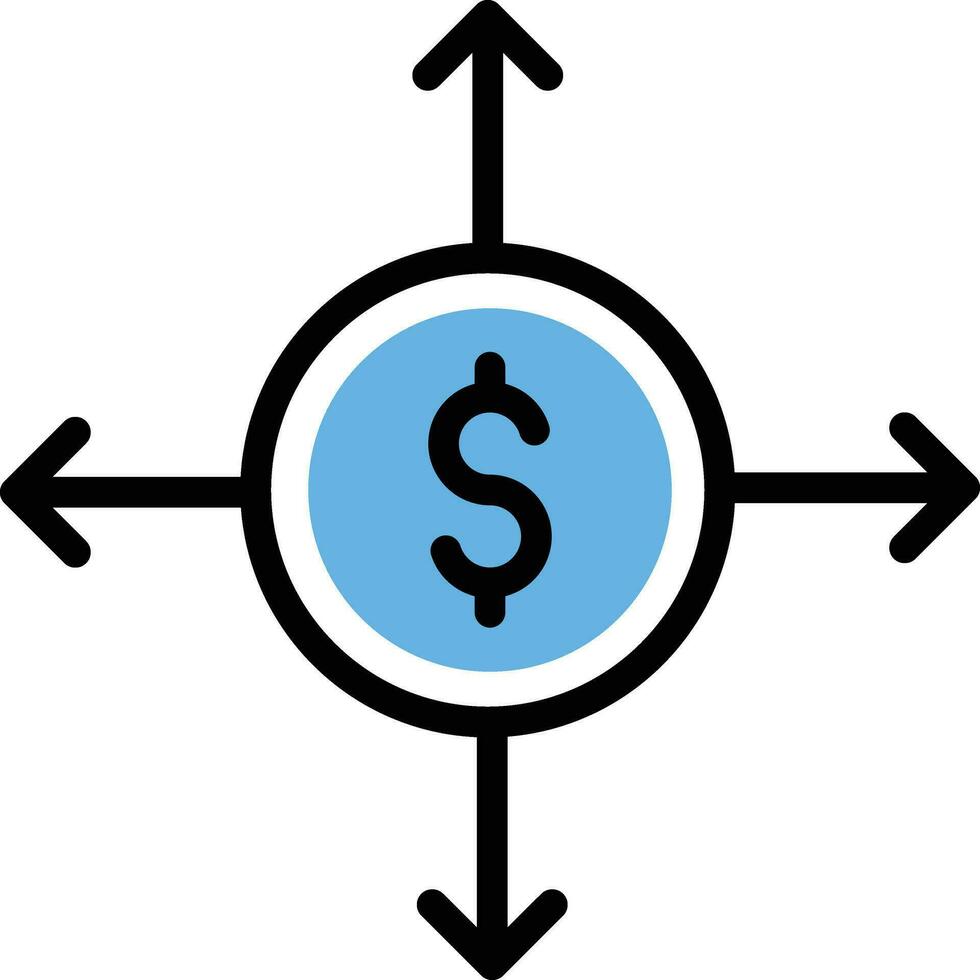 Dollar-Richtungsvektorillustration auf einem Hintergrund. Premium-Qualitätssymbole. Vektorsymbole für Konzept und Grafikdesign. vektor