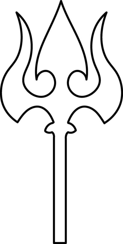 Trishul Symbol im schwarz dünn Linie Kunst. vektor