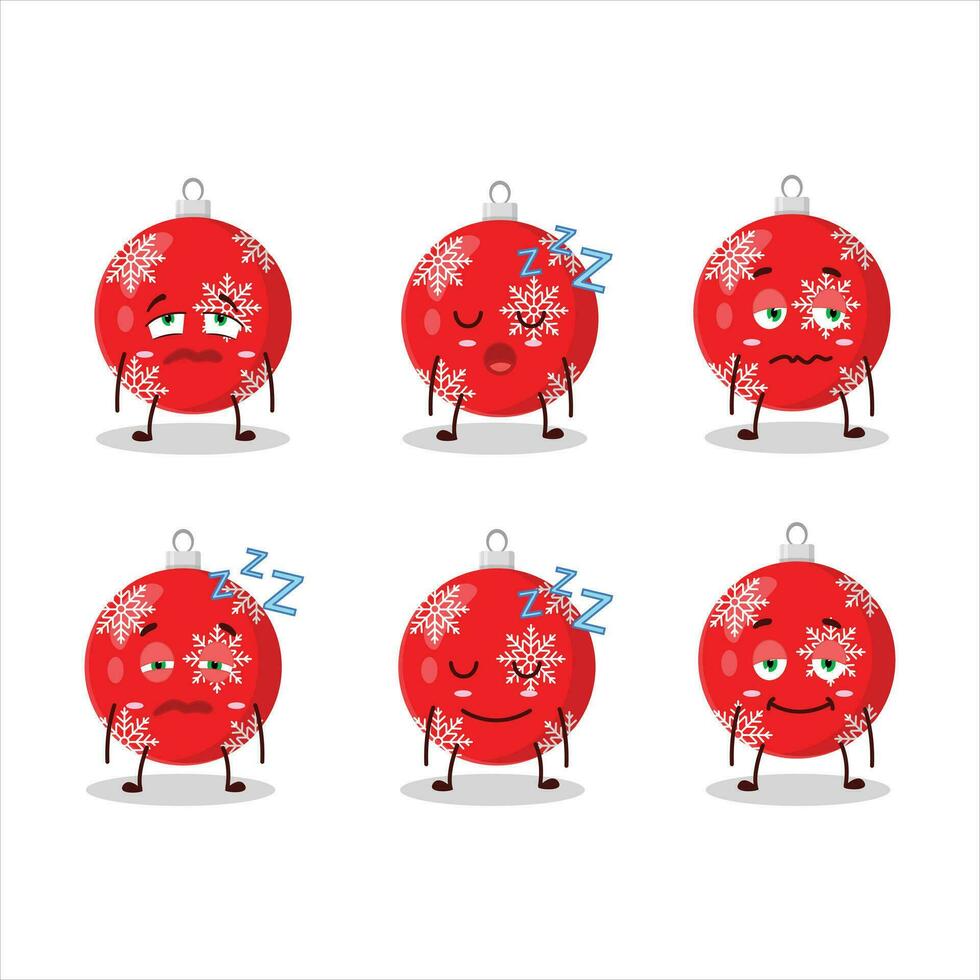 tecknad serie karaktär av jul boll röd med sömnig uttryck vektor