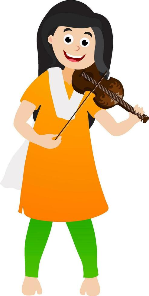 tecknad serie karaktär av en flicka spelar fiol. vektor