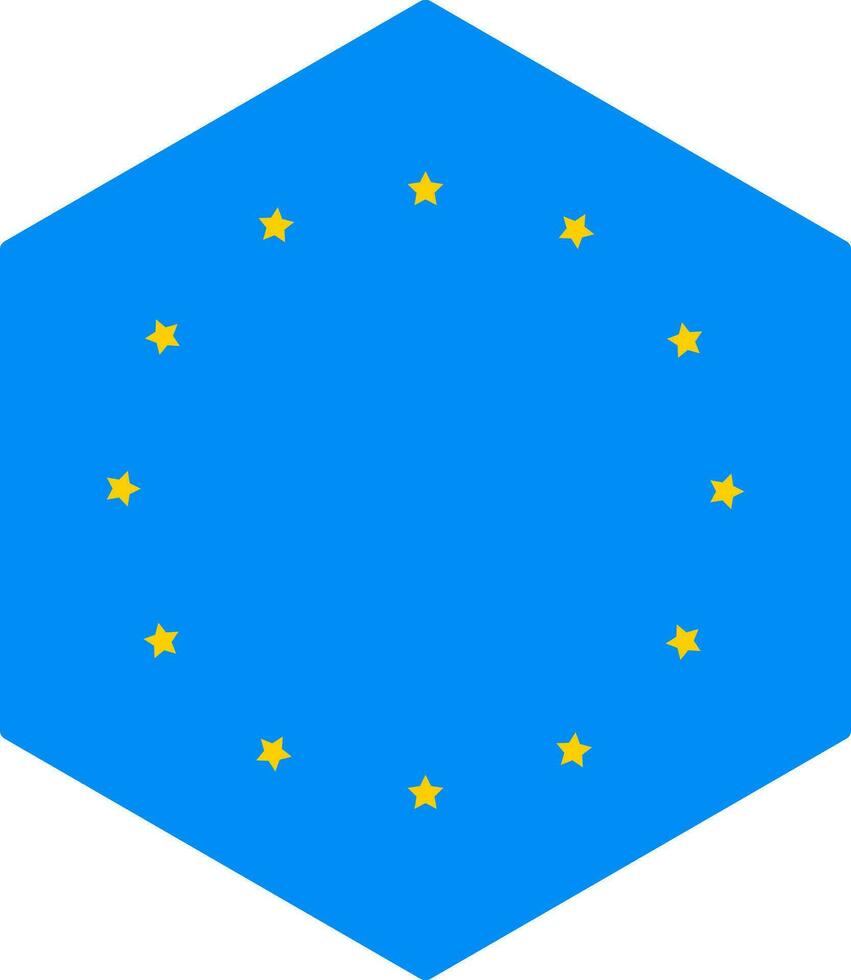 Hexagon europäisch Flagge Symbol im eben Stil. vektor