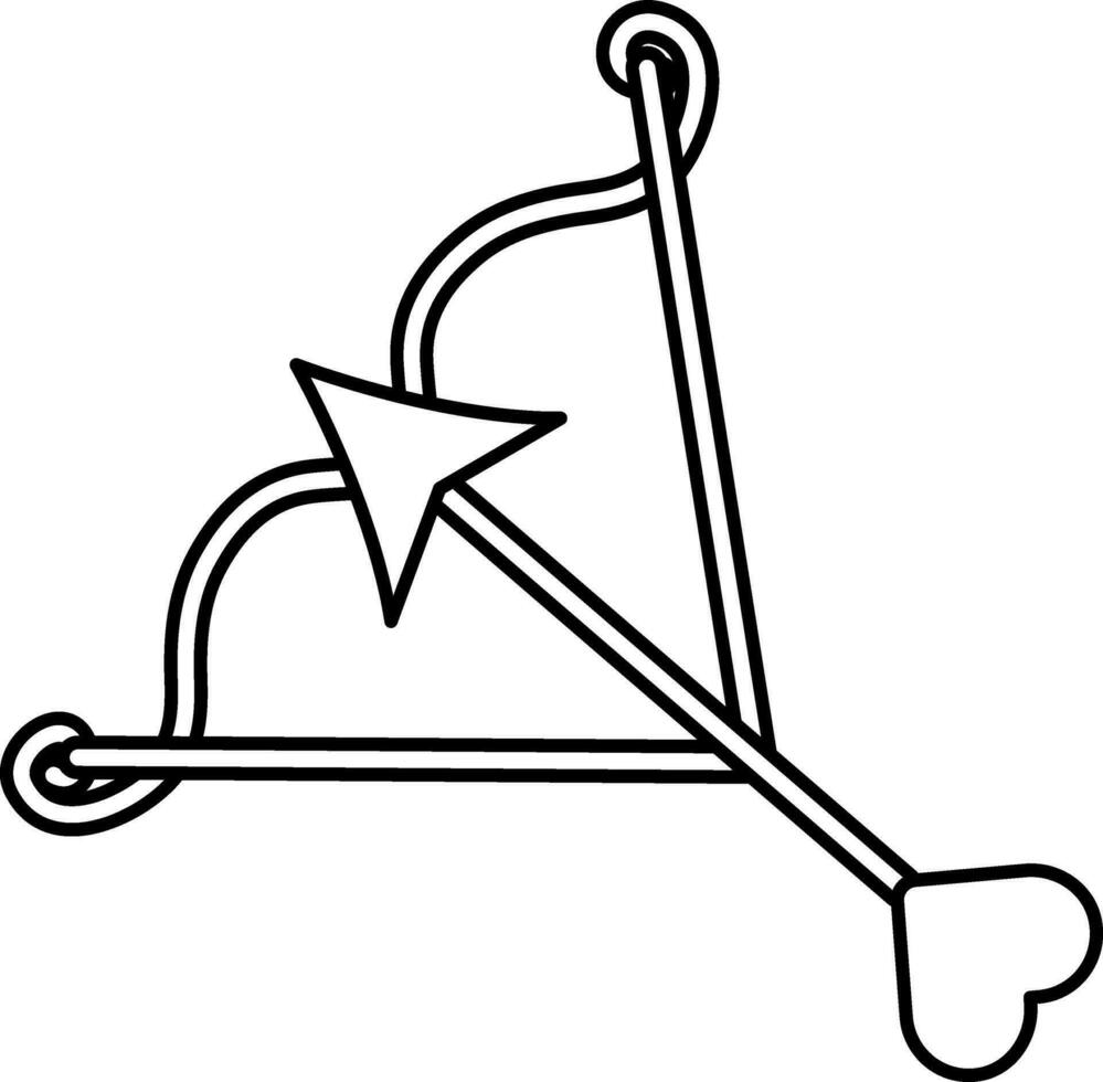 Bogen und Pfeil Symbol im eben Stil. vektor