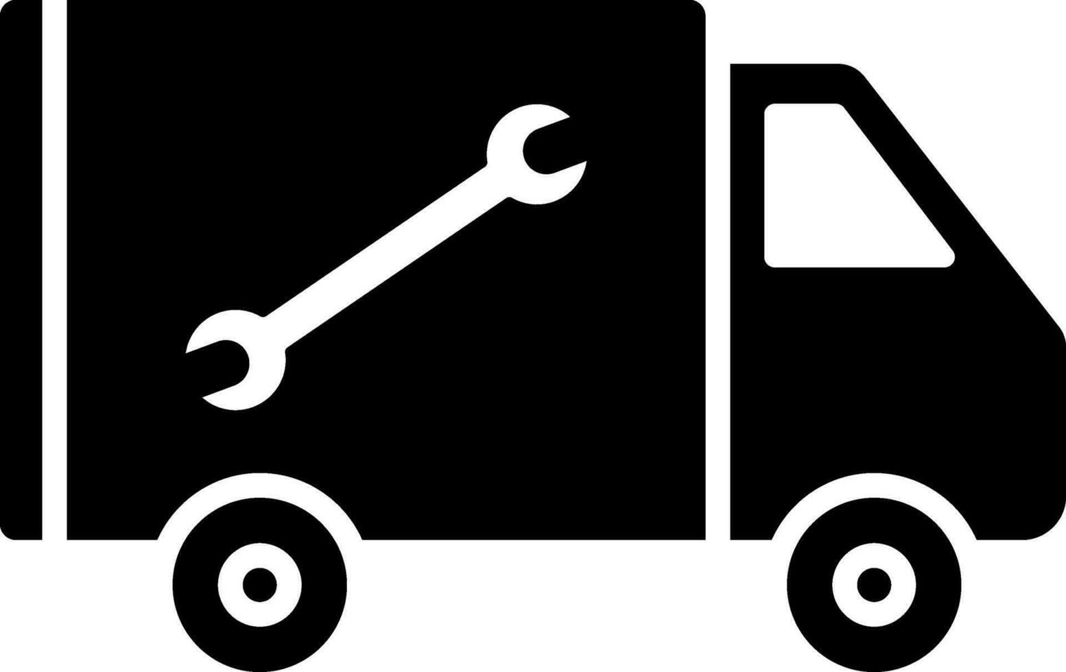 schwarz und Weiß Instandhaltung LKW Symbol oder Symbol. vektor