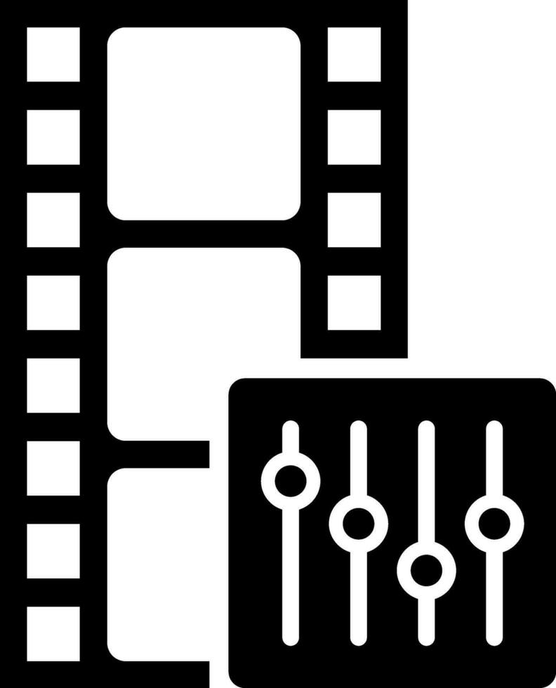 Musik- Equalizer Film Streifen Symbol im eben Stil. vektor