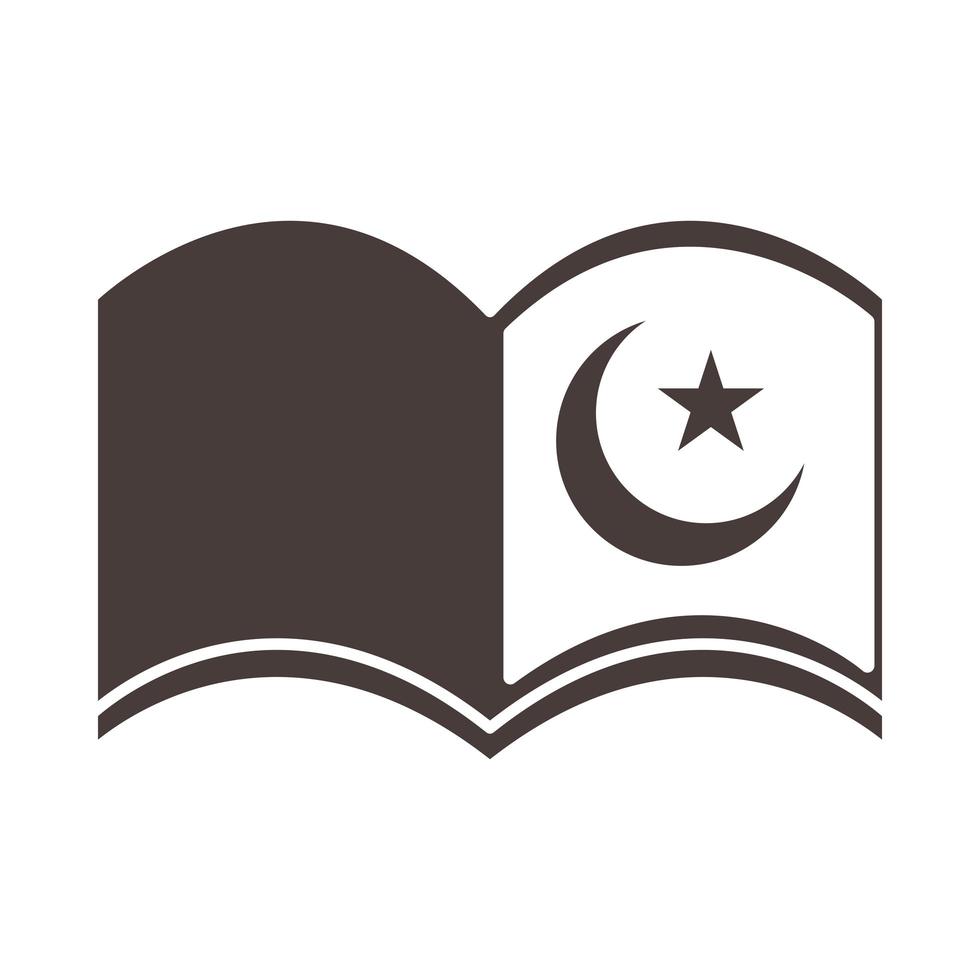 koran bok ramadan arabiska islamiska firande silhuett stilikon vektor