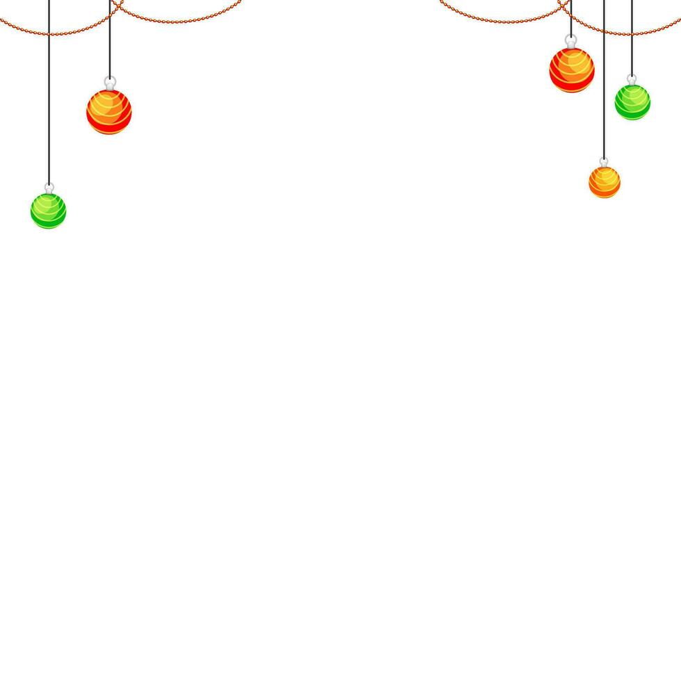 hängande bollar på vit bakgrund med Plats för din meddelande. vektor