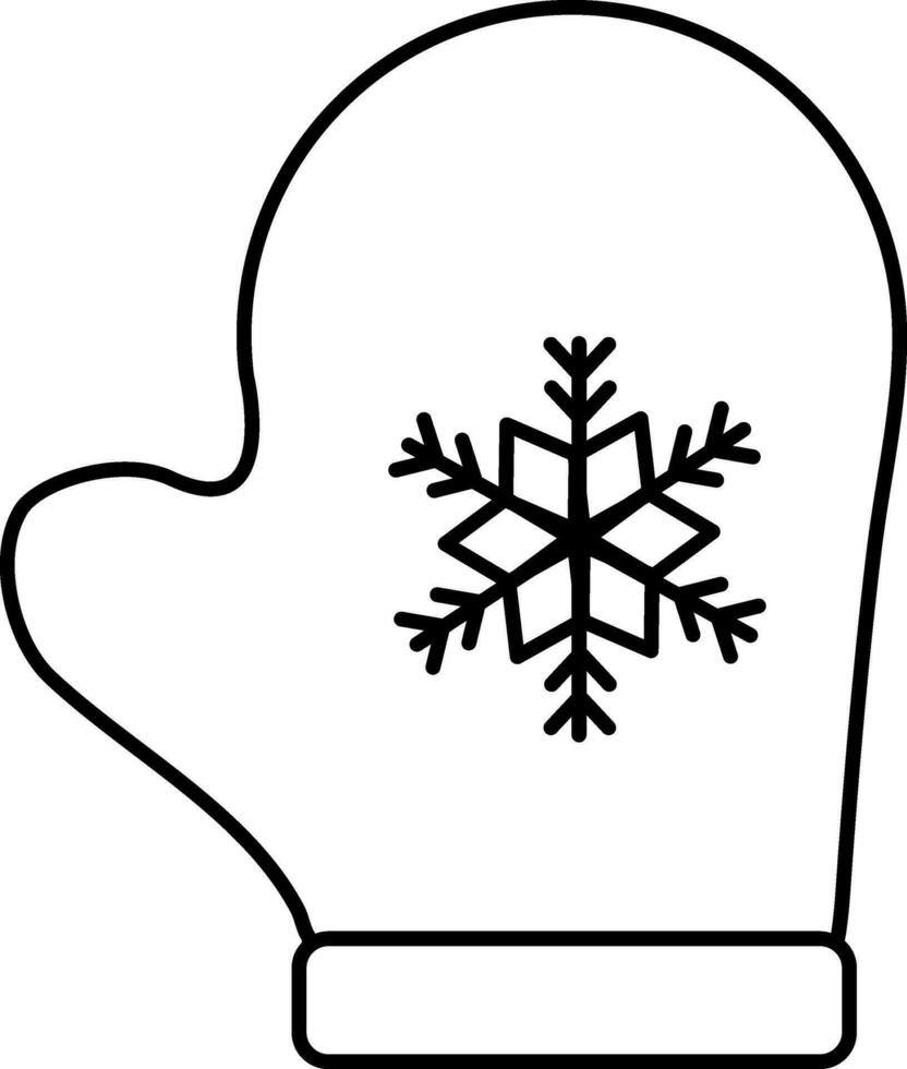 isoliert Schneeflocke Fäustlinge Symbol im schwarz Schlaganfall. vektor