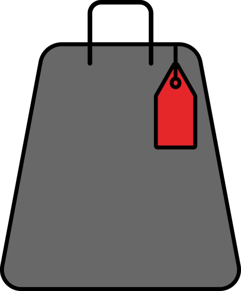 platt handla väska med märka ikon i röd och grå Färg. vektor