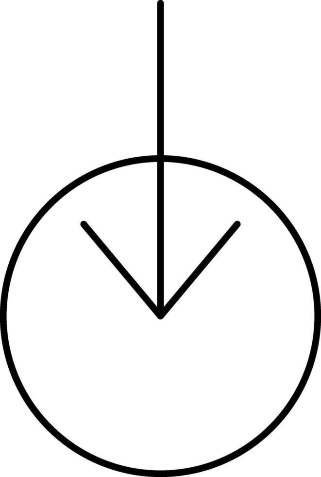 Kreis Nieder Pfeil Symbol im schwarz Umriss. vektor