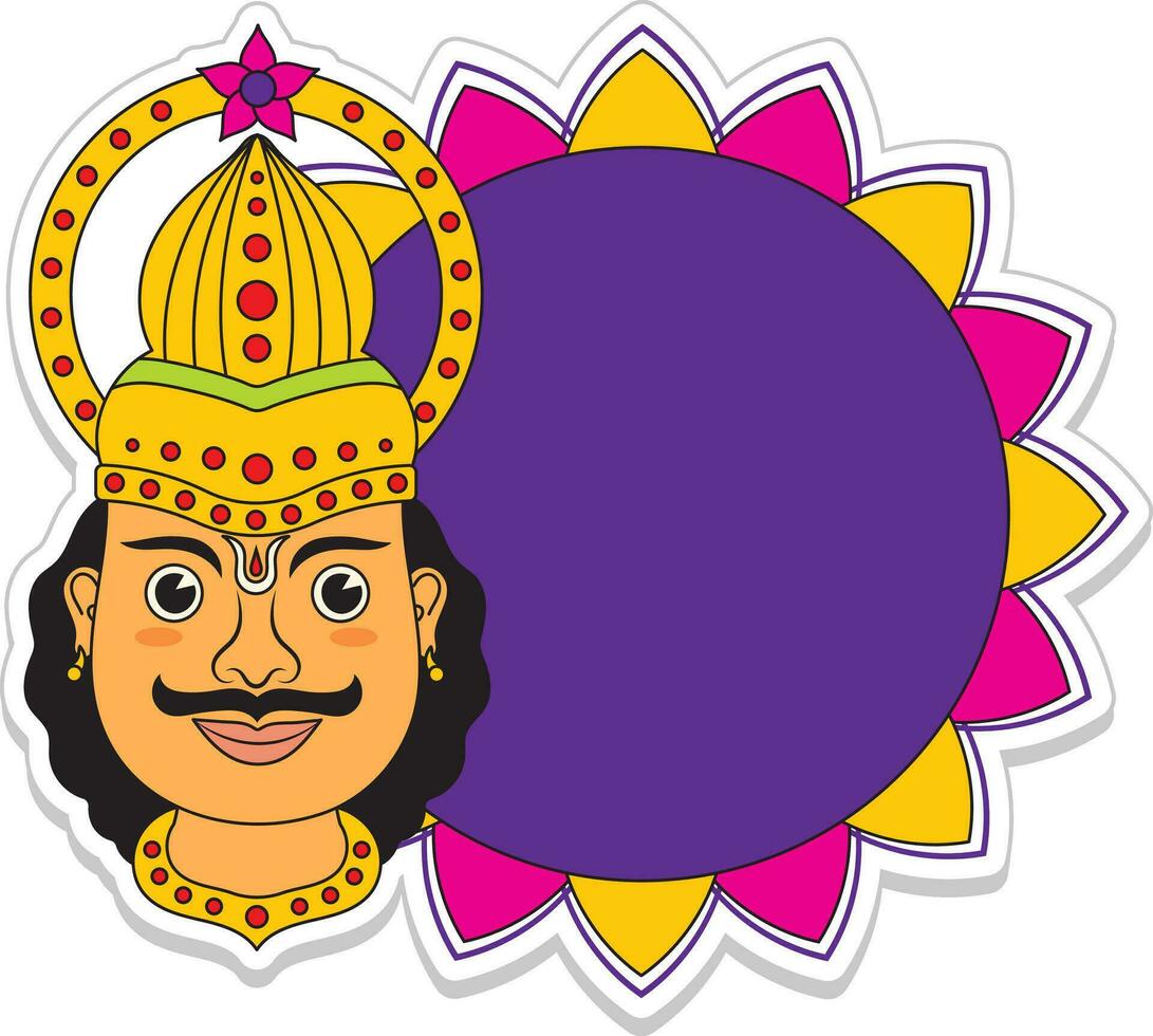 kung mahabali ansikte med tömma mandala ram på vit bakgrund. vektor
