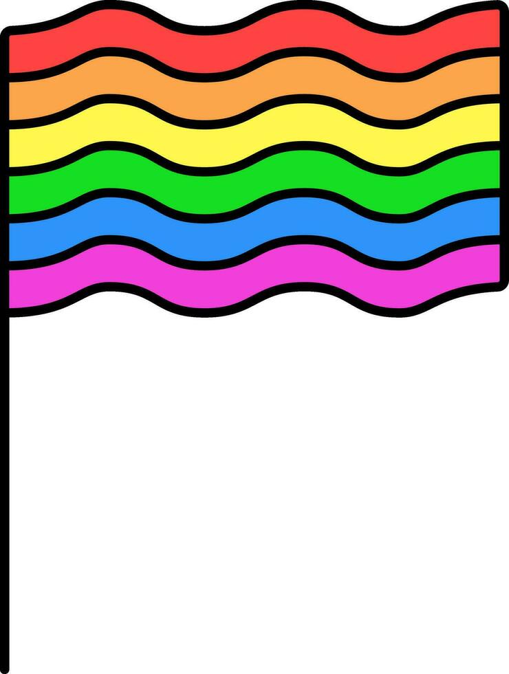 wellig Regenbogen Flagge Symbol im eben Stil. vektor