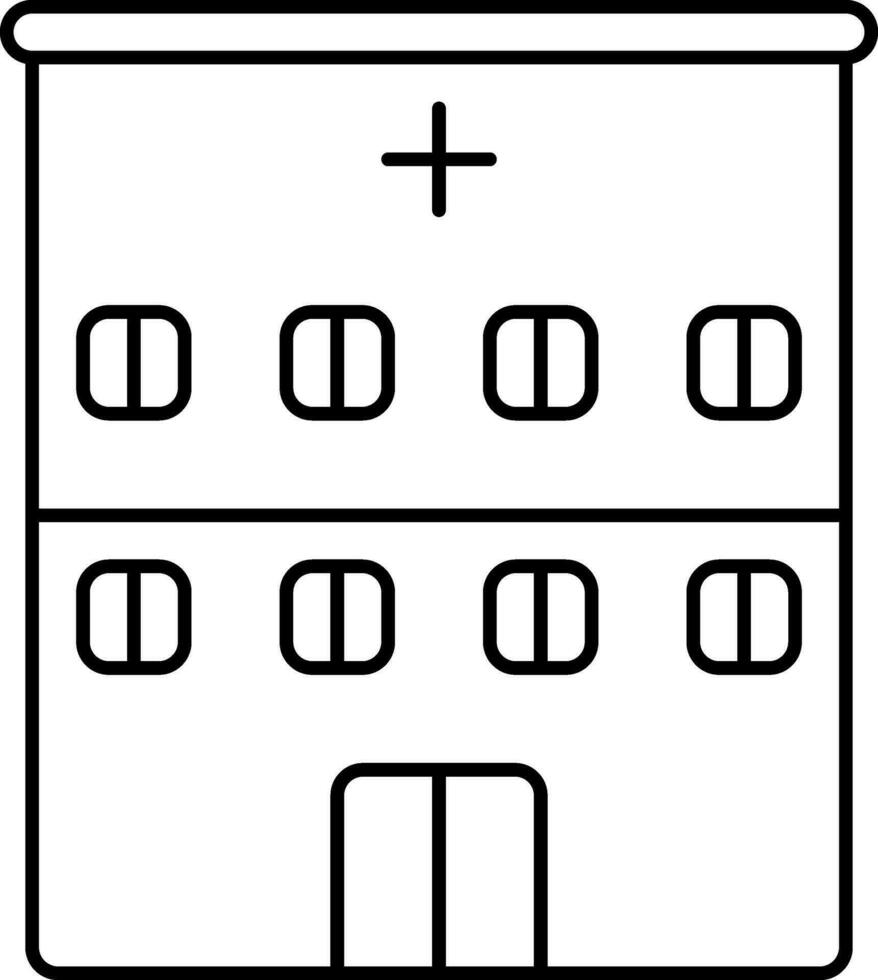 svart stroke illustration av sjukhus ikon. vektor