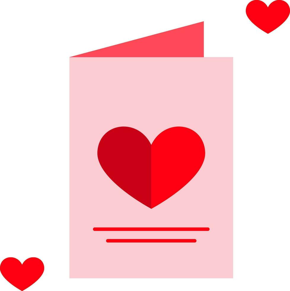 Rosa und rot Liebe Karte Symbol im eben Stil. vektor
