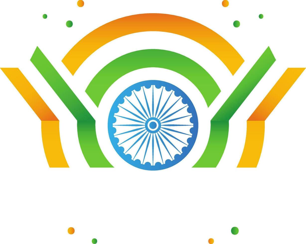 tricolor halv cirkel med ashoka hjul och kopia Plats bakgrund. vektor