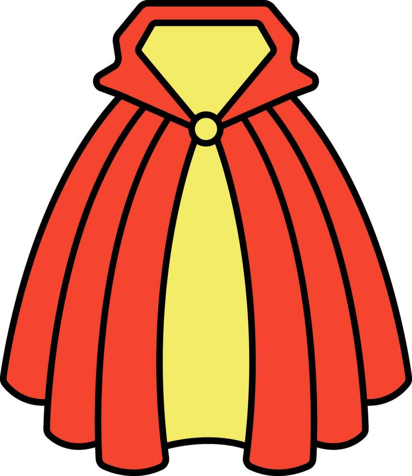 illustration av röd och gul Färg cape ikon i platt stil. vektor