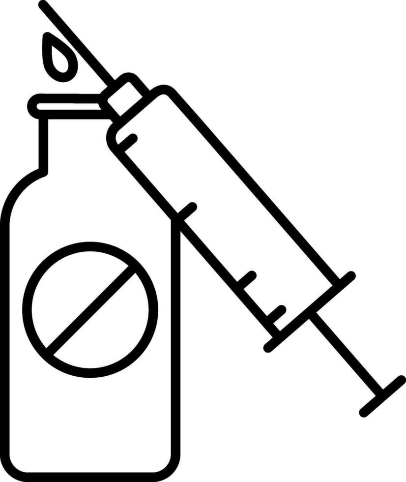 vektor illustration av Nej injektion eller vaccin ikon i tunn linje konst.