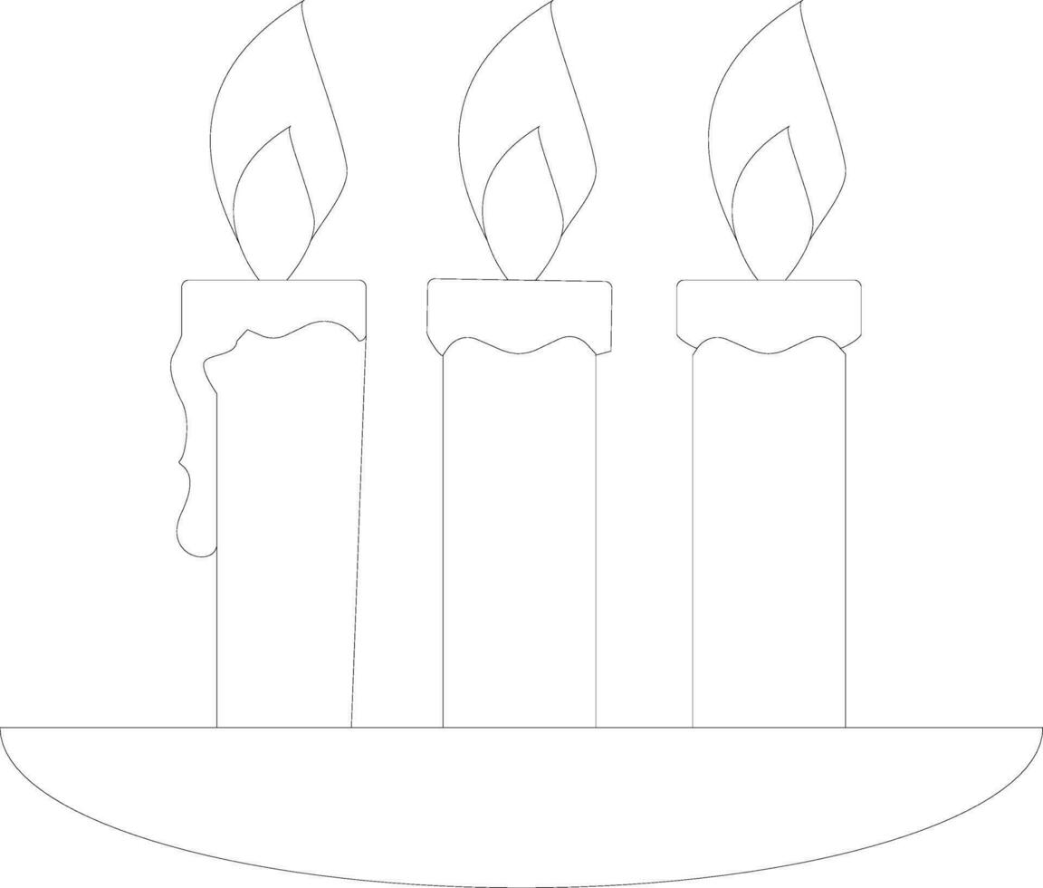 dünn Linie Symbol von zündete Kerzen zum spirituell Konzept. vektor