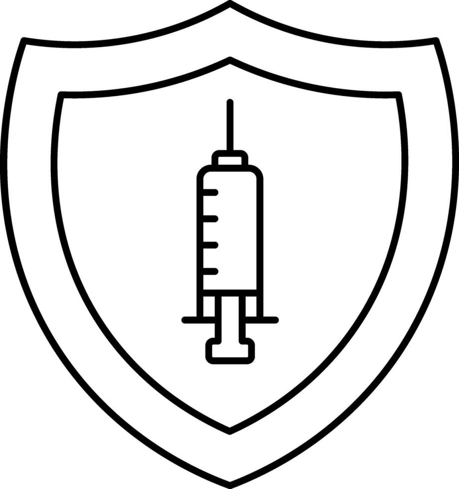 Impfstoff schützen Linie Kunst Symbol oder Symbol. vektor