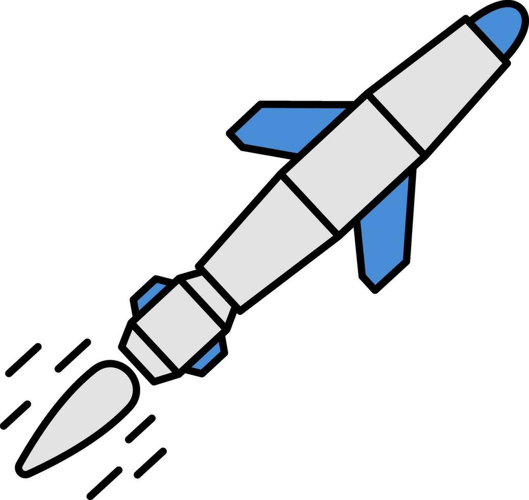 isolerat blå och grå Färg missil ikon i platt stil. vektor
