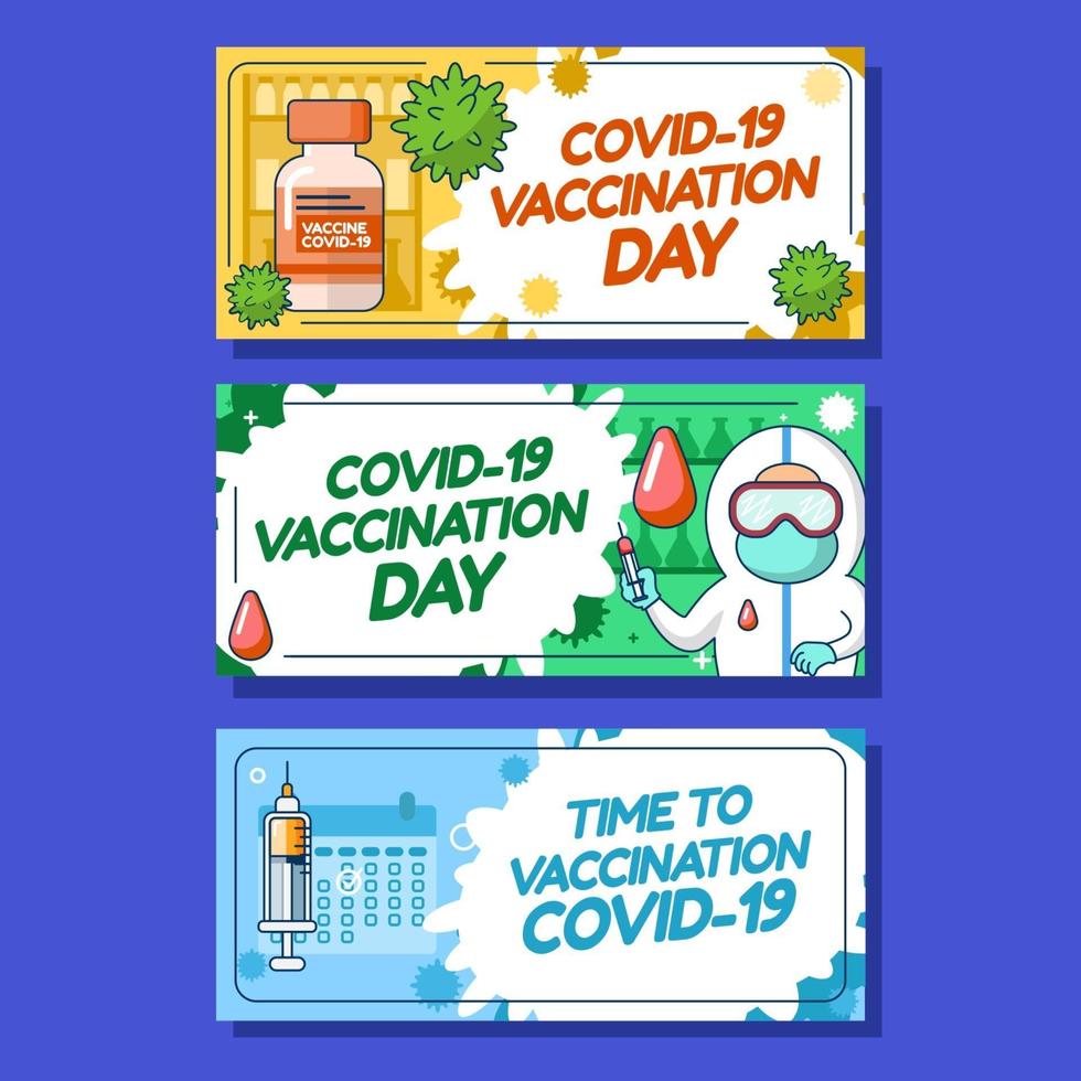covid 19 vaccinedagsbannersamling vektor