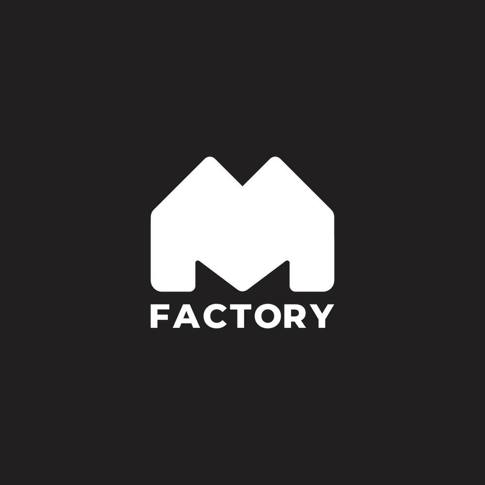 brev m fabrik industriell byggnad logotyp vektor