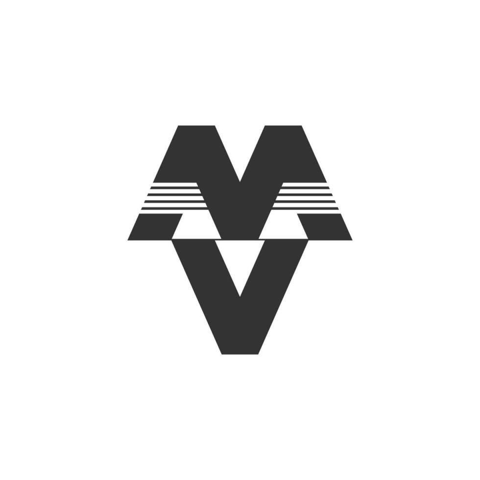 Brief mv Streifen geometrisch Logo Vektor