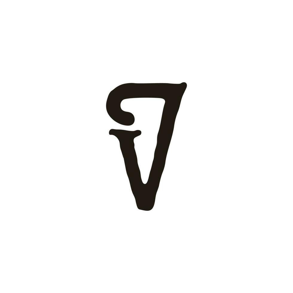 Brief v7 Jahrgang einfach verknüpft Schriftart Logo Vektor