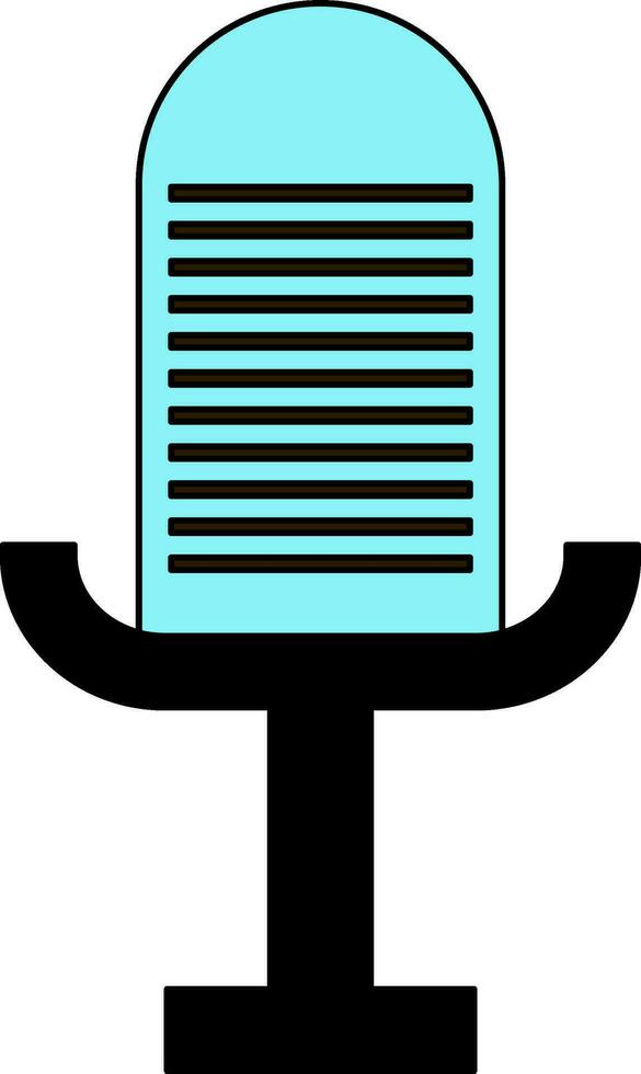 schwarz und Blau Mikrofon im eben Stil. vektor