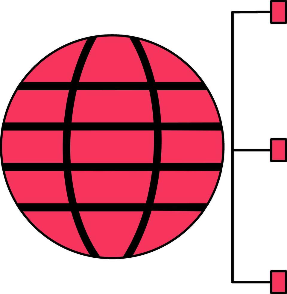 nätverk förbindelse med klot i rosa och svart Färg. vektor