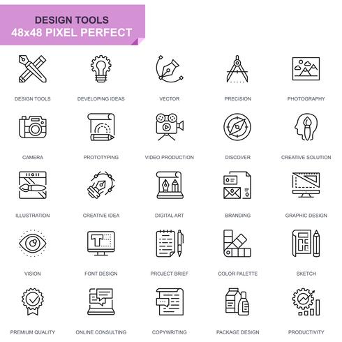 Einfache Set-Design-Tools Linie Icons für Website und Mobile Apps vektor