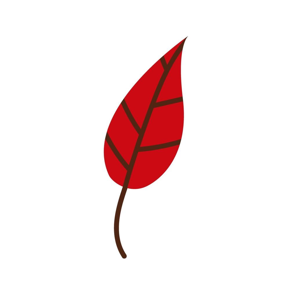 rotes Blatt lokalisiert auf einem weißen Hintergrund. gefallenes Blatt. Birkenblatt. Vektorillustration in einem flachen Karikaturstil. Herbst vektor