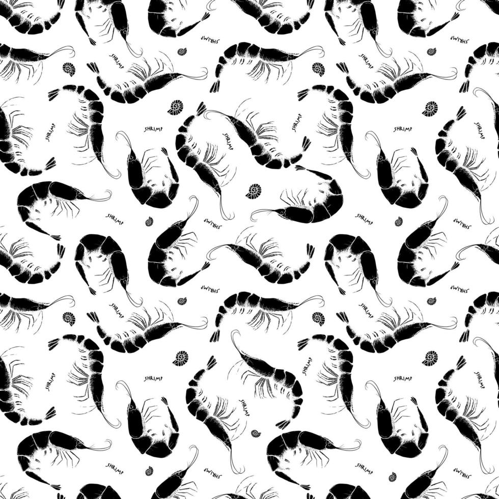 handritad skaldjur sömlösa mönster vektor