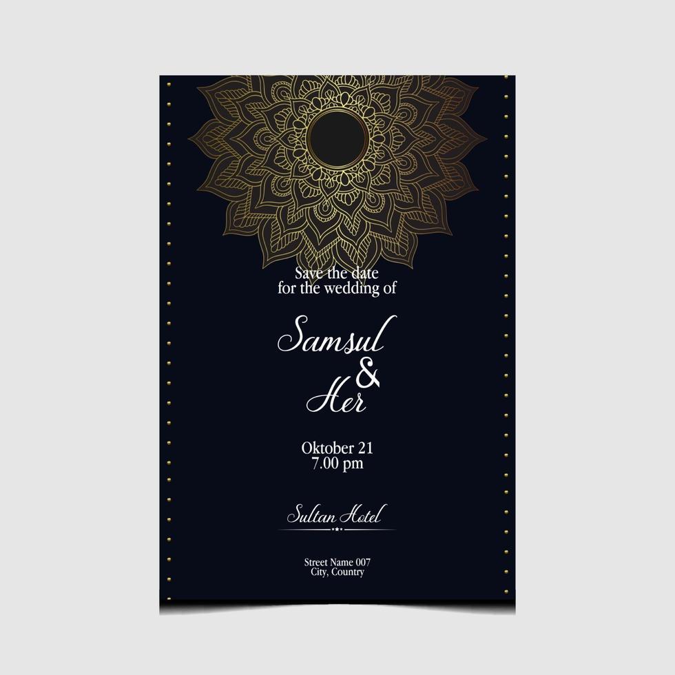 Luxus Gold Mandala verzierten Hintergrund für Hochzeitseinladung vektor