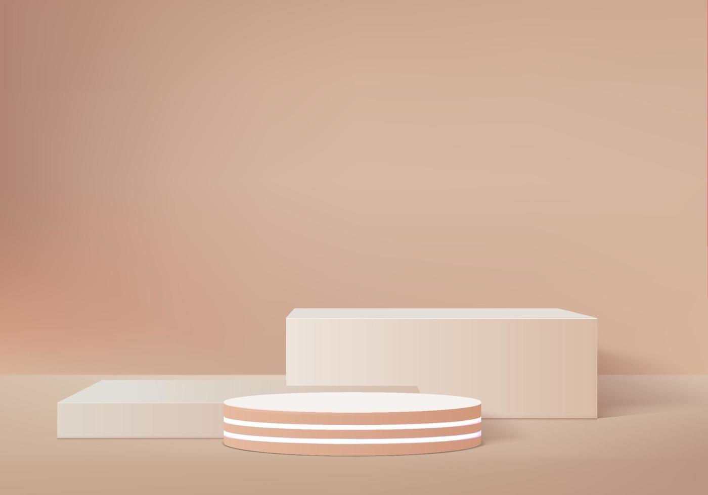Zylinder abstrakte minimale Szene mit geometrischer Plattform Sommer Hintergrund Vektor 3D-Rendering mit Podest stehen, um kosmetische Produkte Bühne Schaufenster auf Sockel moderne 3D-Studio beige Pastell zu zeigen
