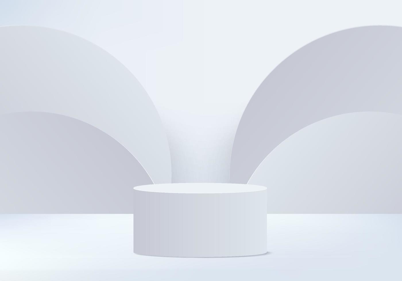 3D-Hintergrundprodukte zeigen Podiumszene mit geometrischem Plattformhintergrundvektor-3D-Rendering mit Podestständer an, um kosmetische Produkte Bühnenschaufenster auf Sockelanzeige weißem Studio zu zeigen vektor