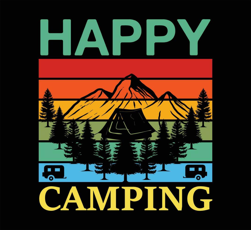 fröhliches Camping-T-Shirt-Design vektor