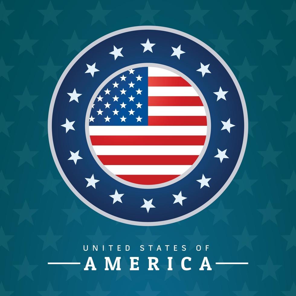 rundes Logo in der Mitte mit der Flagge der USA vektor