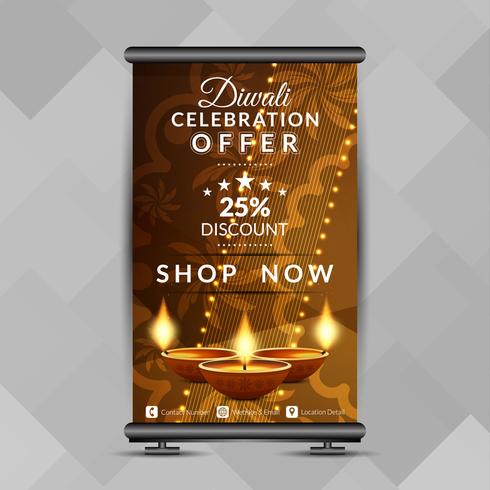 Abstrakt Glad Diwali elegant rulla upp banner designmall vektor