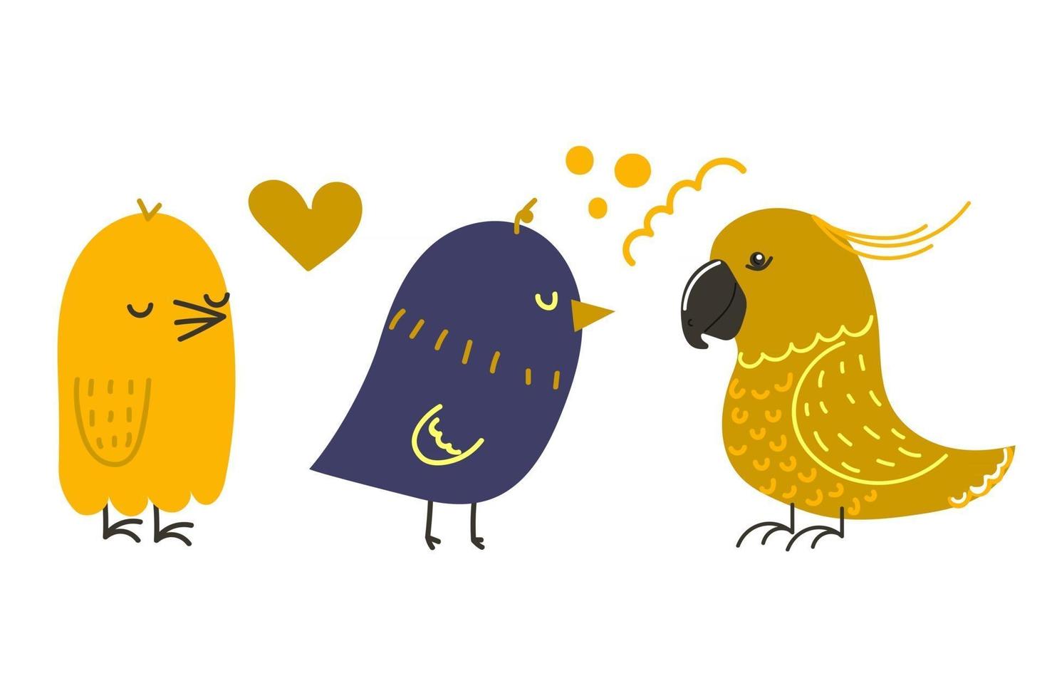 Satz handgezeichnete Vögel moderne flache Illustration vektor