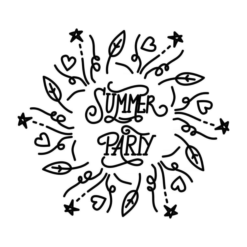 Sommer Party Skript Text Design Vorlage Vektor