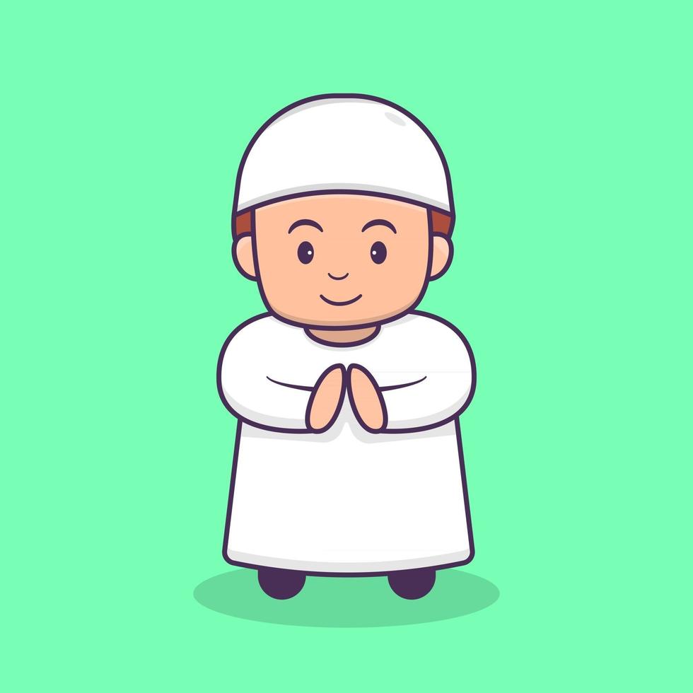 süße Kinder Zeichentrickfigur niedliche muslimische Zeichentrickfigur vektor