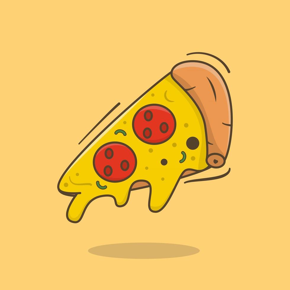 Pizza Slice Pizza Aufkleber Pizza Schmelze Cartoon Illustration flache Cartoon Slice Pizza vektor