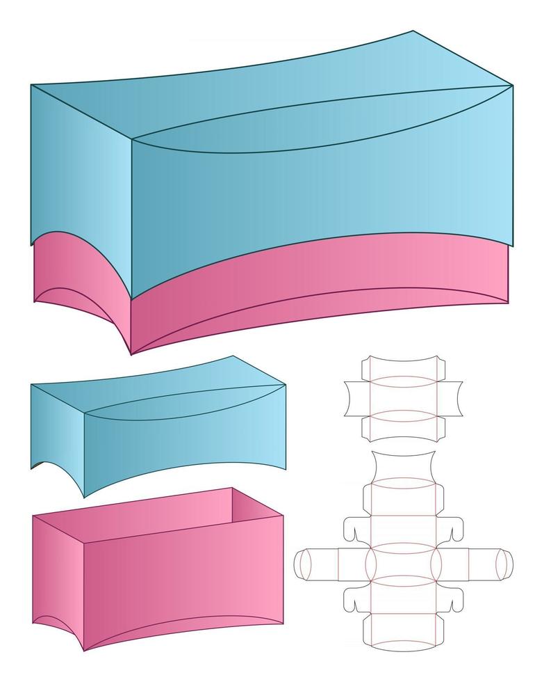 låda förpackning stansad mall design 3d mockup vektor