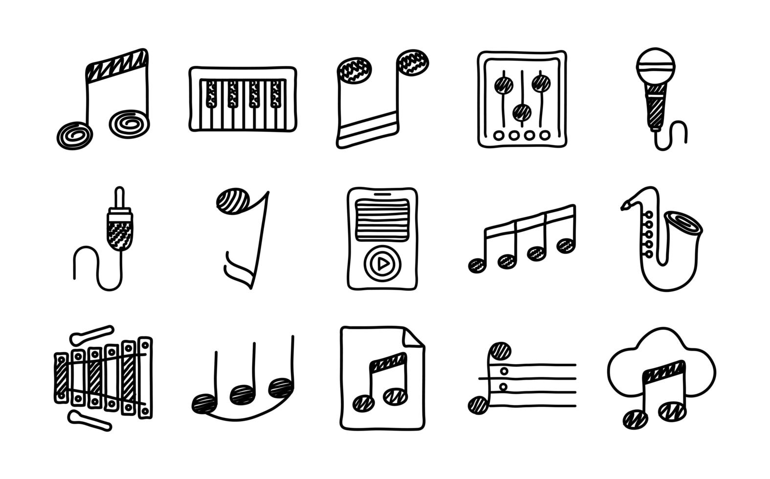 Bündel von Musikset-Symbolen vektor
