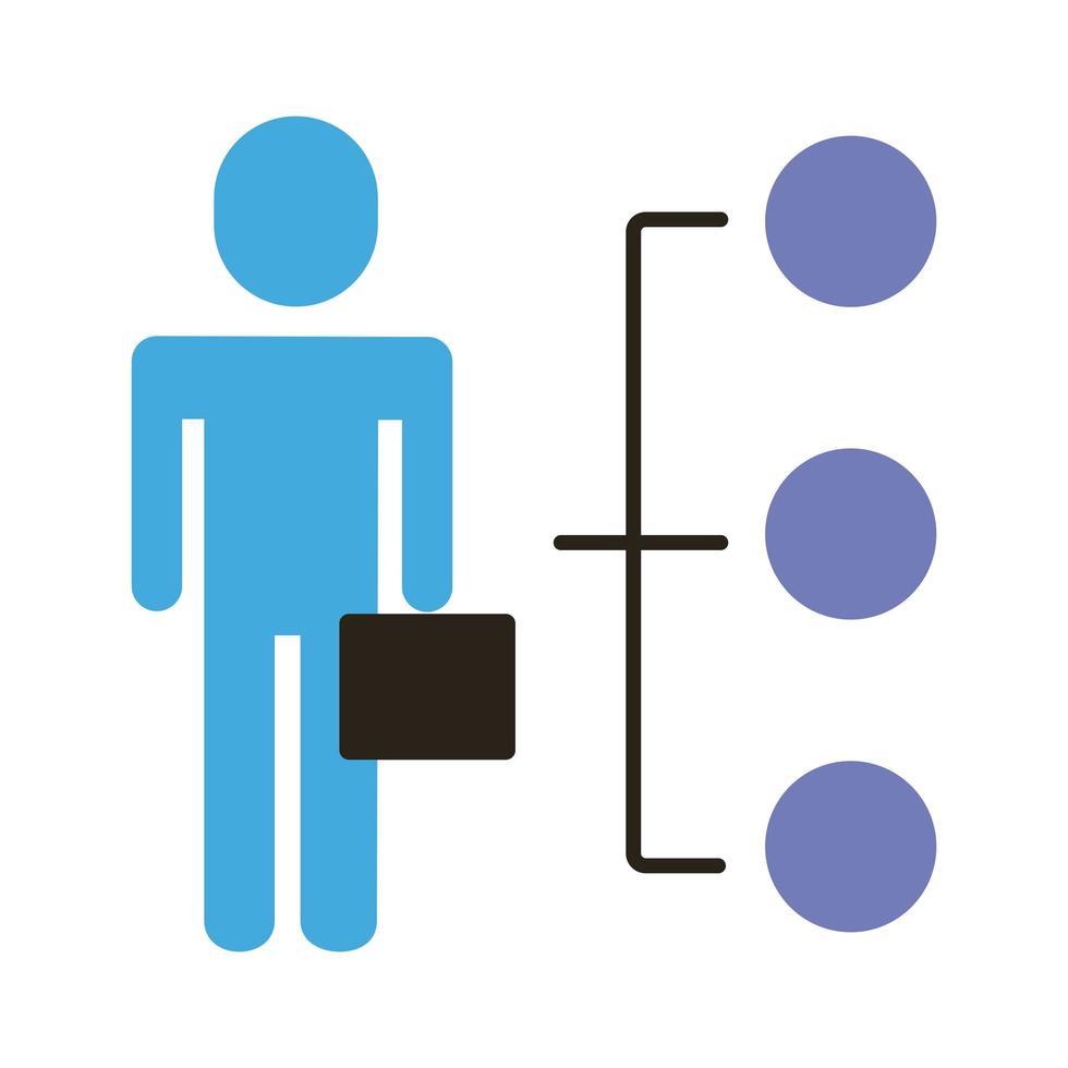 affärsman figur med infographic platt stilikon vektor